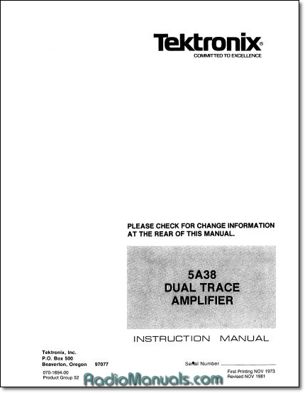 Tektronix 5A38 Manual Tektronix 5A38 Manual
